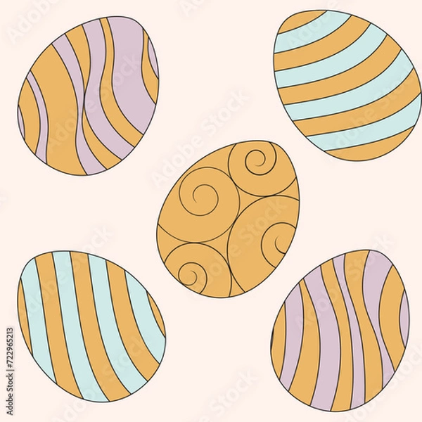 Obraz Happy Easter pattern. Cute pattern for Easter. Vector illustration. Candy colors.