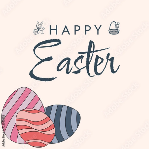 Obraz Happy Easter poster. Cute card for Easter. Vector illustration. Candy colors.
