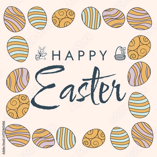 Obraz Happy Easter poster. Cute card for Easter. Vector illustration. Candy colors.