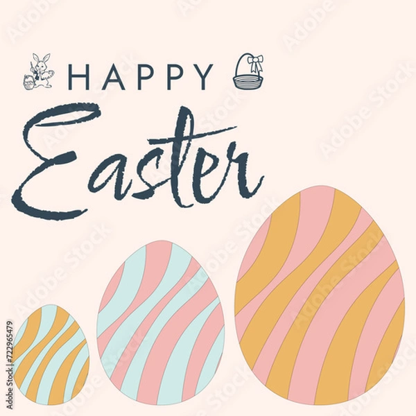 Obraz Happy Easter poster. Cute card for Easter. Vector illustration. Candy colors.