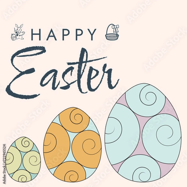 Obraz Happy Easter poster. Cute card for Easter. Vector illustration. Candy colors.