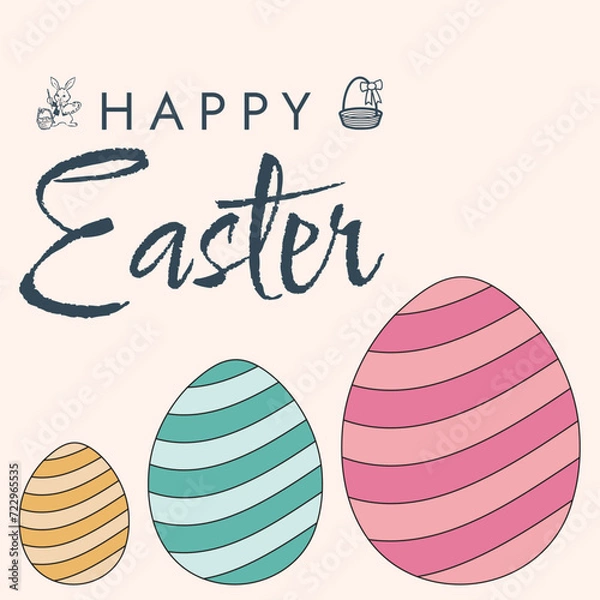 Obraz Happy Easter poster. Cute card for Easter. Vector illustration. Candy colors.