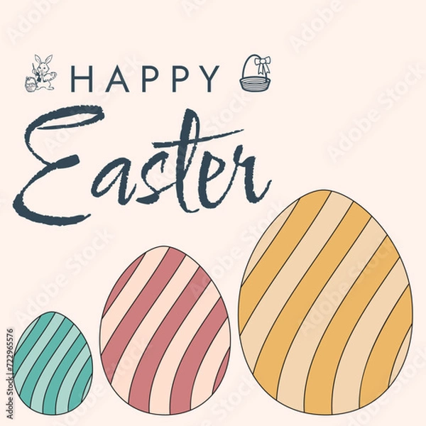Obraz Happy Easter poster. Cute card for Easter. Vector illustration. Candy colors.