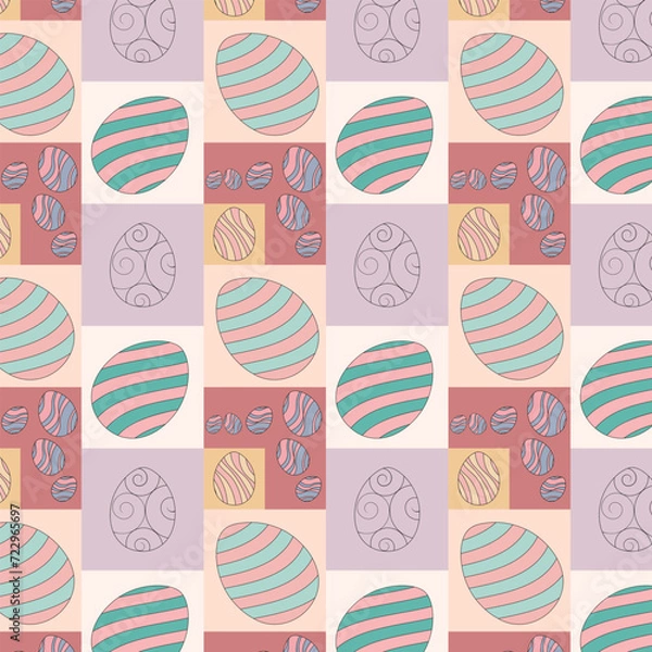 Obraz Happy Easter pattern. Cute pattern for Easter. Vector illustration. Candy colors.