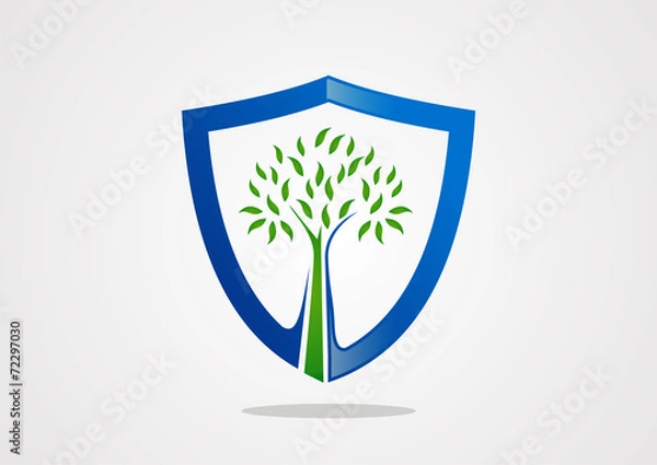 Obraz shield tree symbol protect vector logo template icon