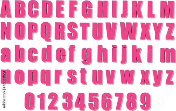 Fototapeta 3D pink letters and numbers