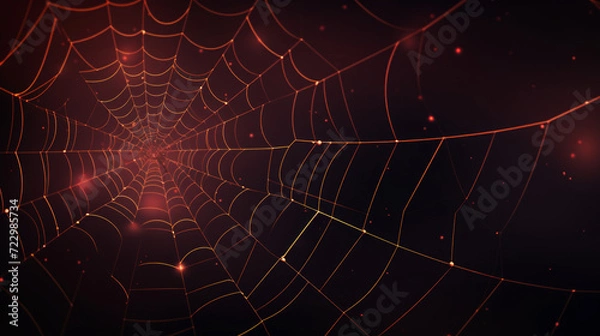 Fototapeta Spider web blue and red background	
