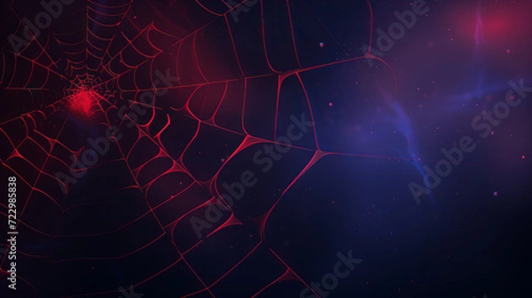 Fototapeta Spider web blue and red background	
