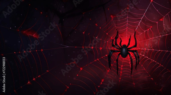 Obraz Spider web blue and red background generated with ai	
