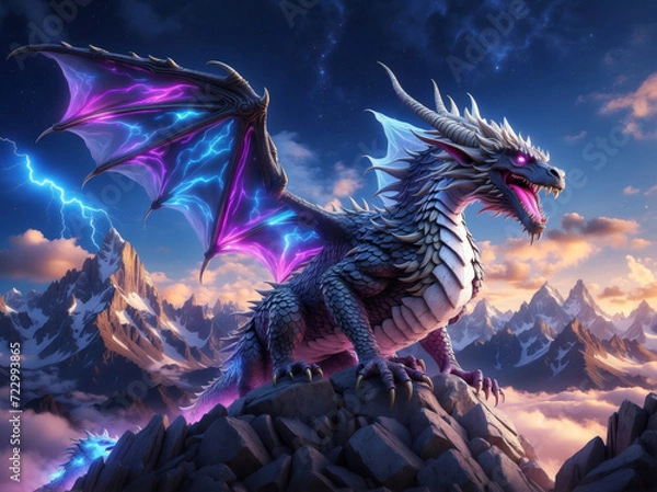 Obraz A colorful dragon on a mountain
