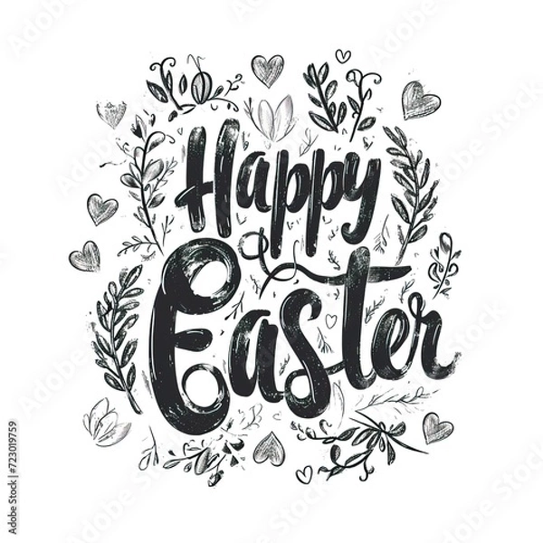 Obraz Elegantly Scripted: Happy Easter Black and White Lettering