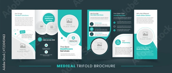Fototapeta Medical Trifold Brochure Design Layout | Colorful template design | Easy to edit | Print-ready format	