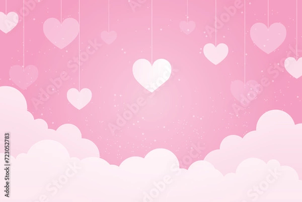 Fototapeta Vector love heart shaped decorative background, Valentine's Day background.
