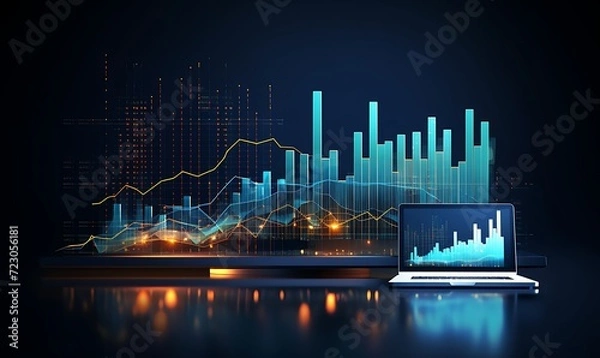 Fototapeta Management System to make report metrics connected to database. Corporate strategy for finance, operations, sales, marketing. finance data analytic graph. Generative Ai