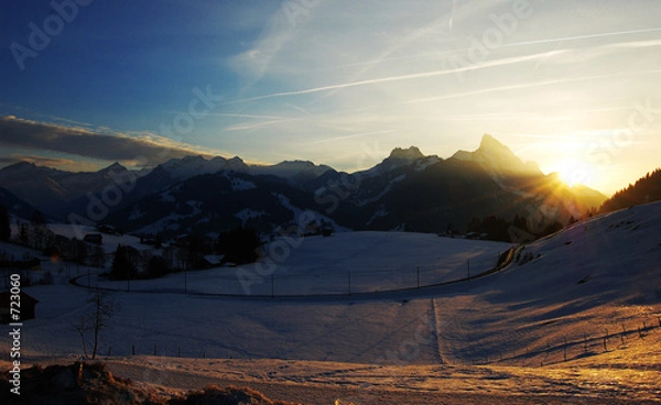 Obraz abendstimmung über gstaad