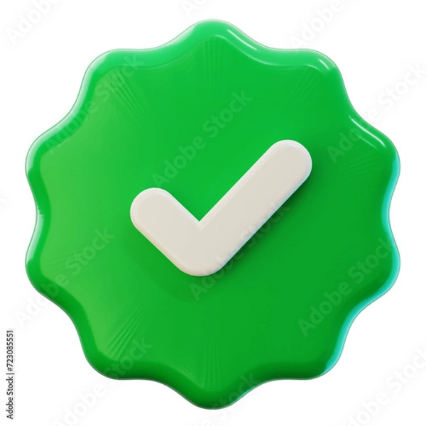 Obraz green check mark verified 3d illustration