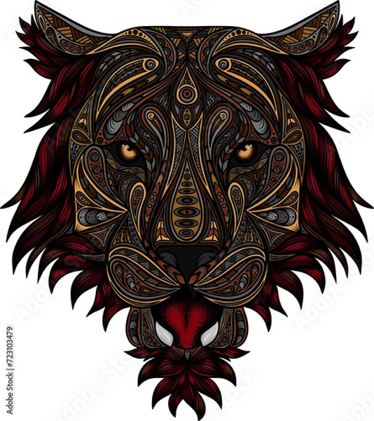 Fototapeta Original tiger in zentangle style