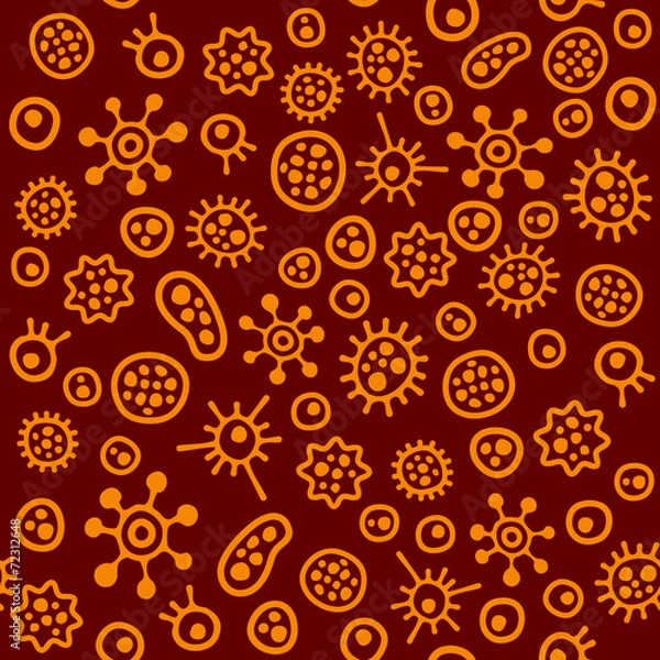 Fototapeta Cartoon Bacteria and Microbe Background. Seamless pattern.
