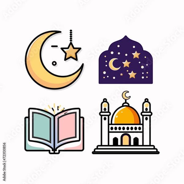 Fototapeta set of religious icons muslim in ramadan style