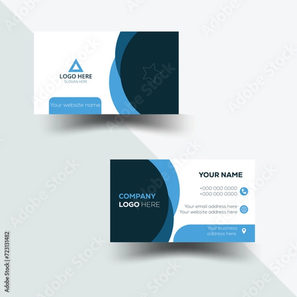Obraz  A Double-sided Company Modern creative Blue Horizontal and vertical layout. Vector illustration Business card template
