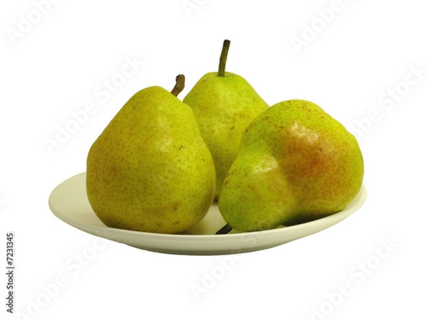 Fototapeta Pears on white dish