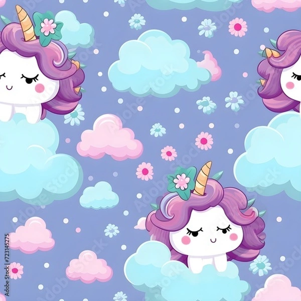 Obraz background with clouds unicorn 