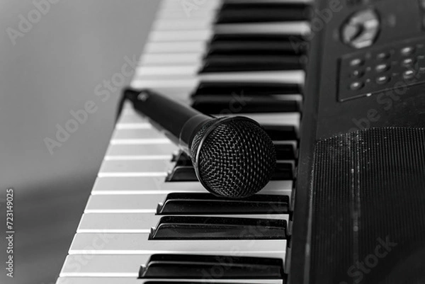 Fototapeta a microphone on a keyboard