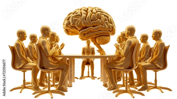 Fototapeta Brainstorming business meeting systematically and orderly, modern 3d work, isolated white background