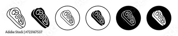 Fototapeta Meat vector icon set collection. Meat Outline flat Icon.