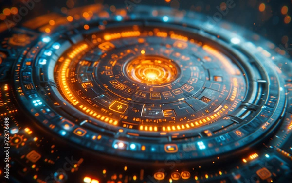 Obraz Futuristic Sci-fi AI Interface with Glowing Circle
