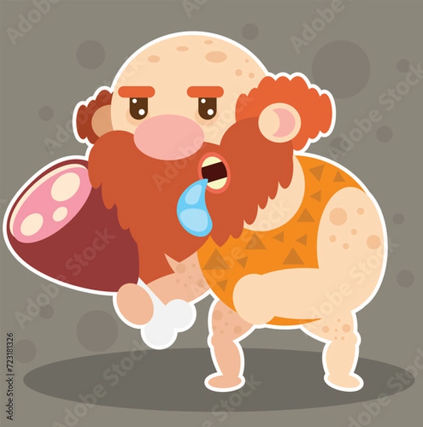 Obraz prehistoric caveman,flat vector illustration,primate man flat illustration