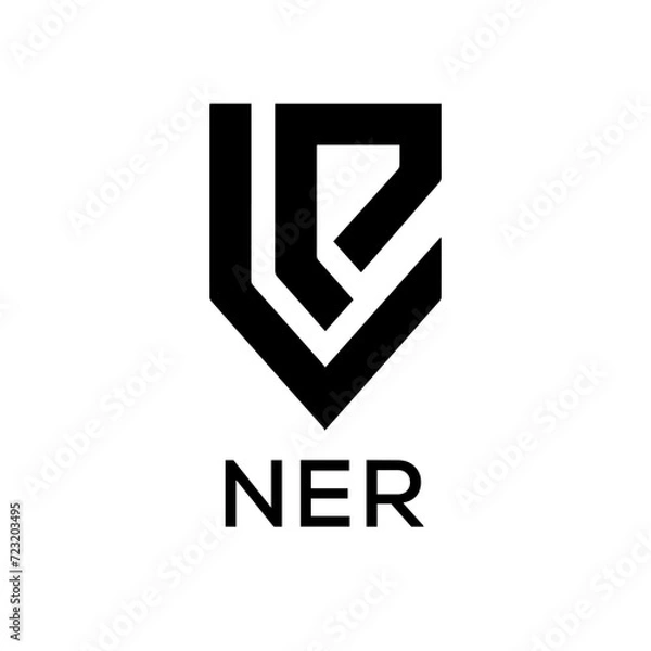 Fototapeta NER Letter logo design template vector. NER Business abstract connection vector logo. NER icon circle logotype.
