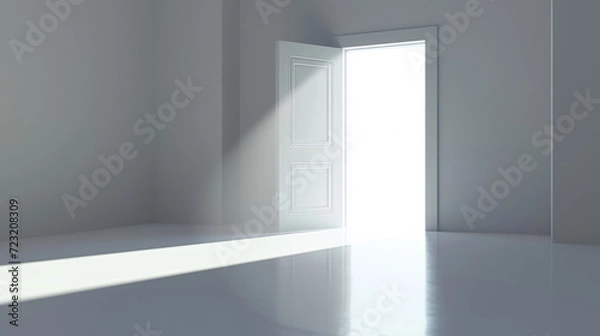 Fototapeta Light-Filled White Room With Open Door