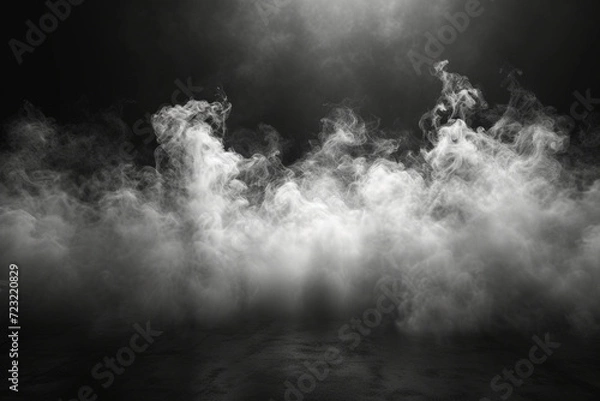 Fototapeta Smoke and Fog Creating a Dark and Eerie Background. A Ground of Mist and Steam, Conjuring a Spooky and Magical Atmosphere with a Touch of Mystery."