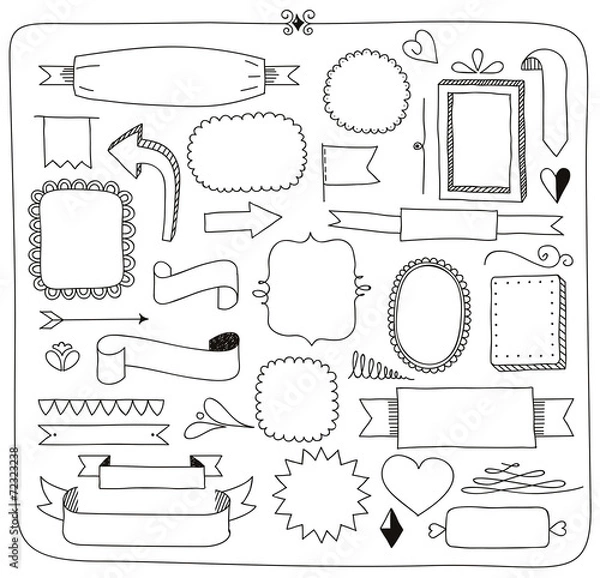 Obraz doodle banners frames and design elements