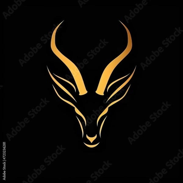 Fototapeta wild antelope head design logo with a minimalistic and vector-style aesthetic
