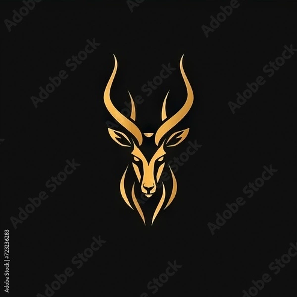 Fototapeta wild antelope head design logo with a minimalistic and vector-style aesthetic
