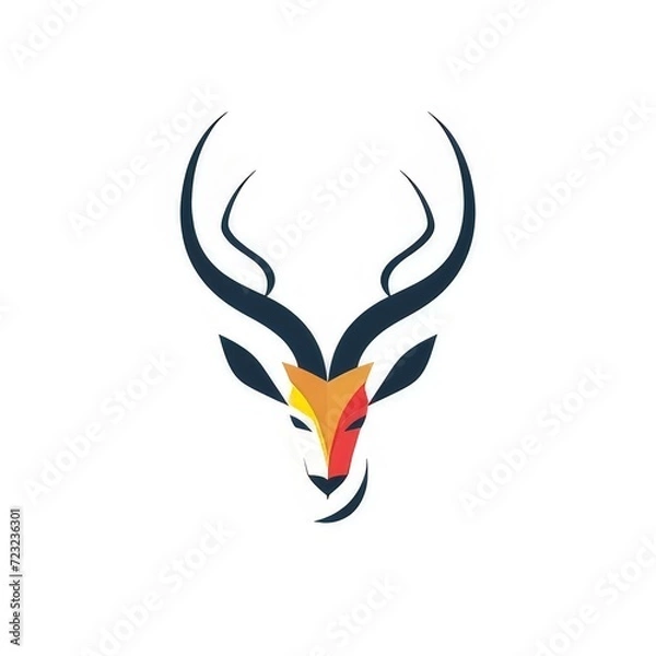 Fototapeta wild antelope head design logo with a minimalistic and vector-style aesthetic
