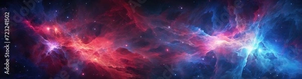 Fototapeta Flashing lightning. Panoramic view. Concept of weather, natural disasters, storms, typhoons, tornadoes, thunderstorms, lightning. 