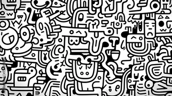 Fototapeta Abstract seamless doodle background, artistic background