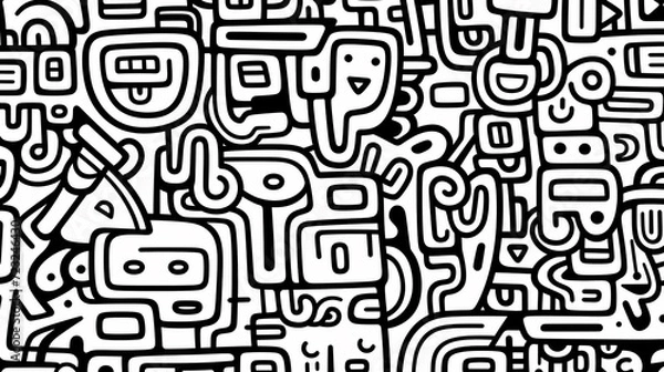 Fototapeta Abstract seamless doodle background, artistic background