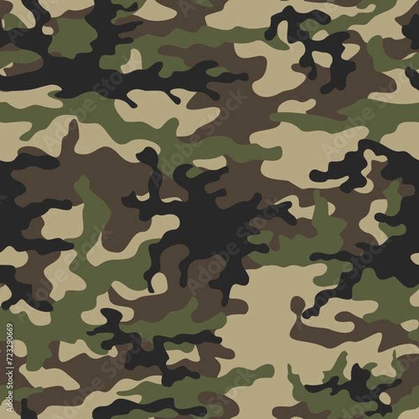 Fototapeta Vector camouflage background, classic stylish pattern, military uniform texture, vector illustration for clothing print, fabric.