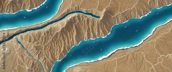 Fototapeta Geological Abstract Art: A Contour Map of the Coastline