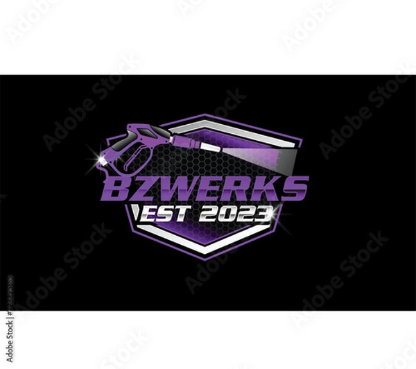 Fototapeta car paint logo illustration graphic vector of auto car painting with spray gun logo design template
