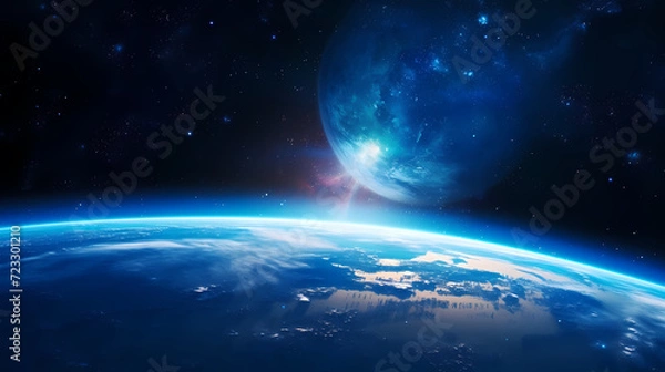 Fototapeta Digital technology universe earth abstract graphics poster web page PPT background