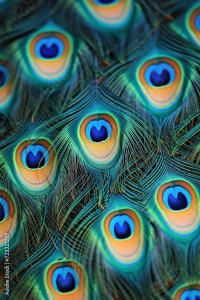 Fototapeta Beautiful background of peacock feathers