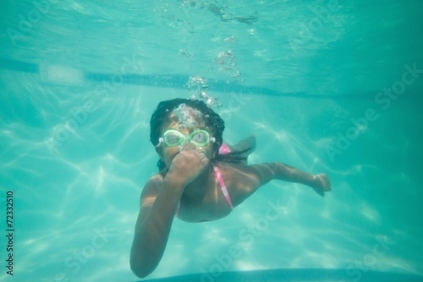 Obraz Cute kid posing underwater in pool