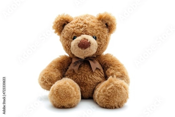 Fototapeta Teddy bear alone on white background