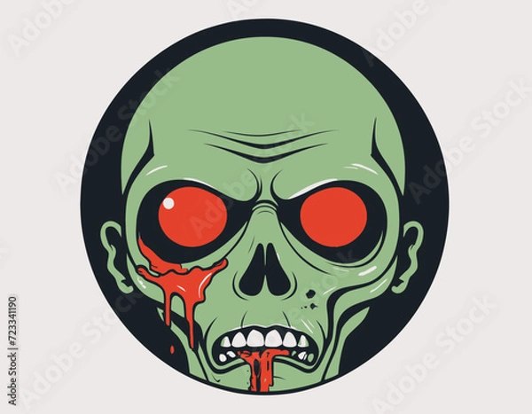 Fototapeta Zombie head illustration on a zombie theme