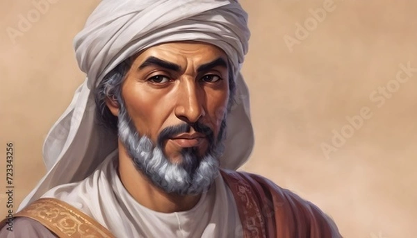 Fototapeta An artificial intelligence visual depiction of Ibn Battuta, the Moroccan explorer and geographer.